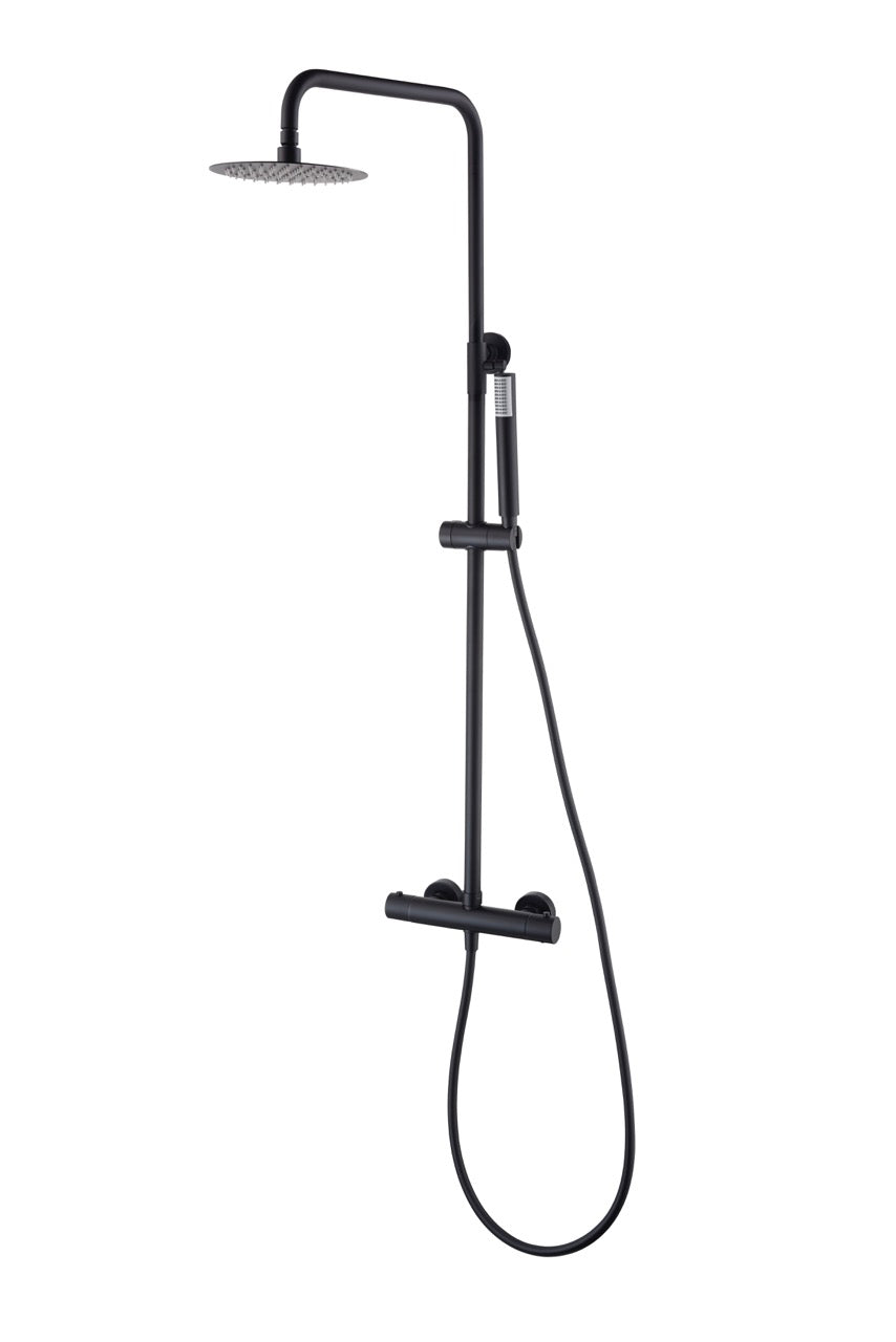 SanoBlu Flow opbouw regendouche mat zwart met 30 cm douchekop