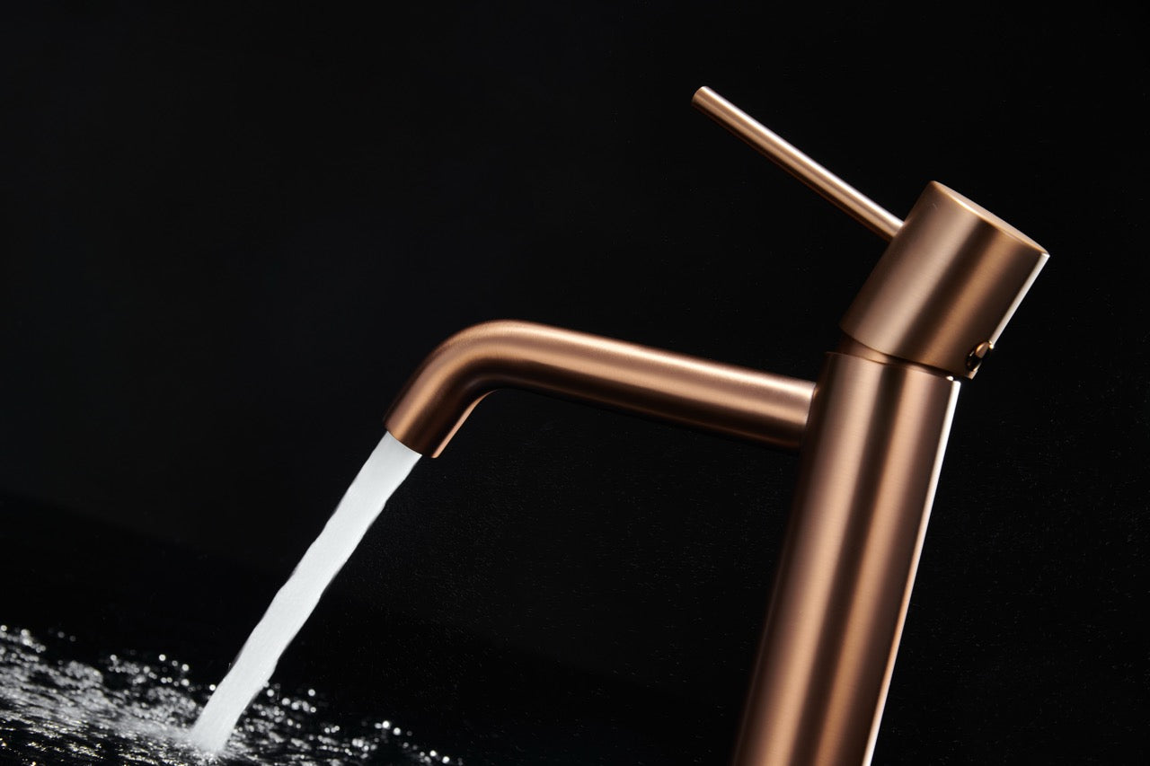 SanoBlu Flow wastafelkraan geborsteld koper 5