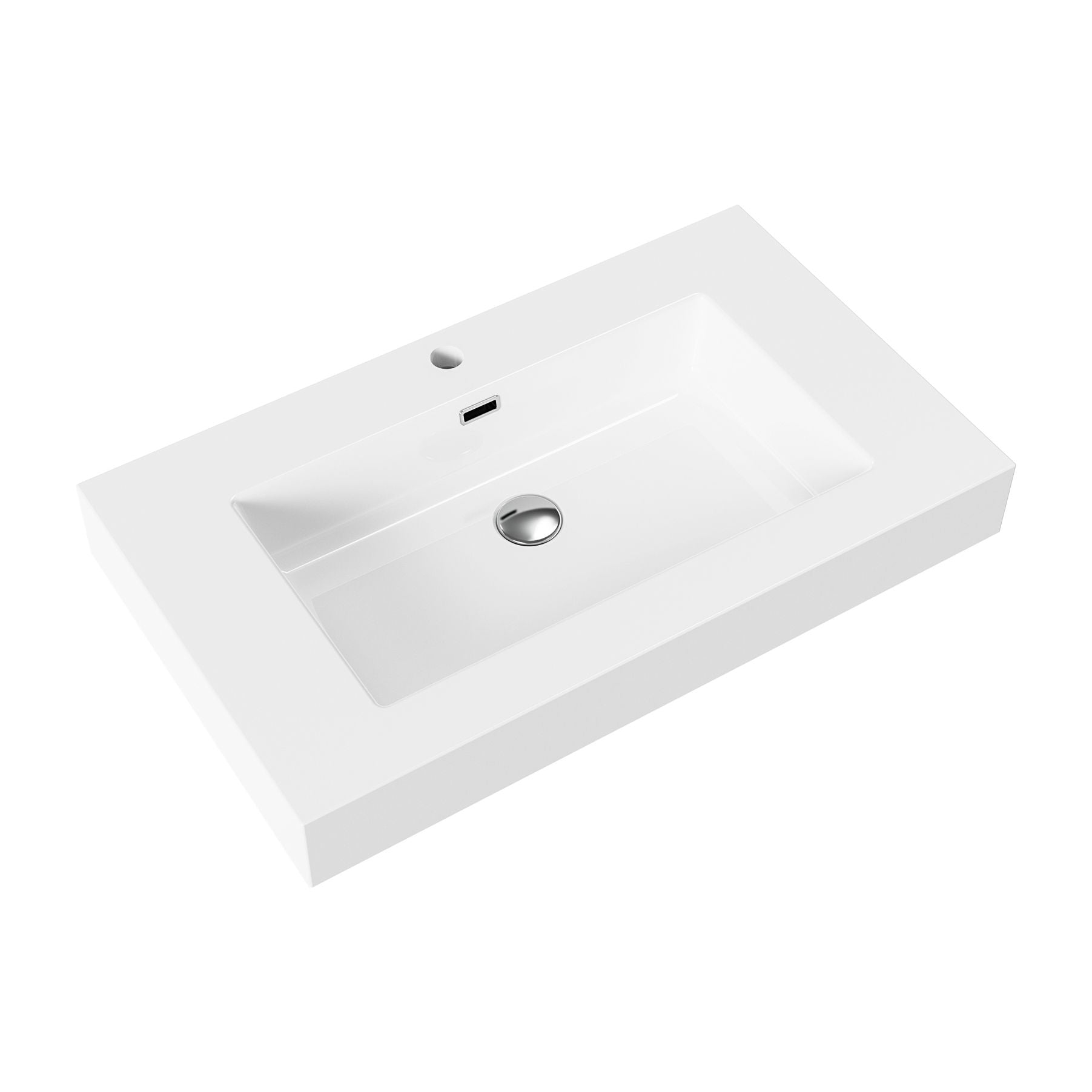 SanoBlu Orosei badkamer meubel 80 cm walnoot ribbelfront met witte wastafel 6
