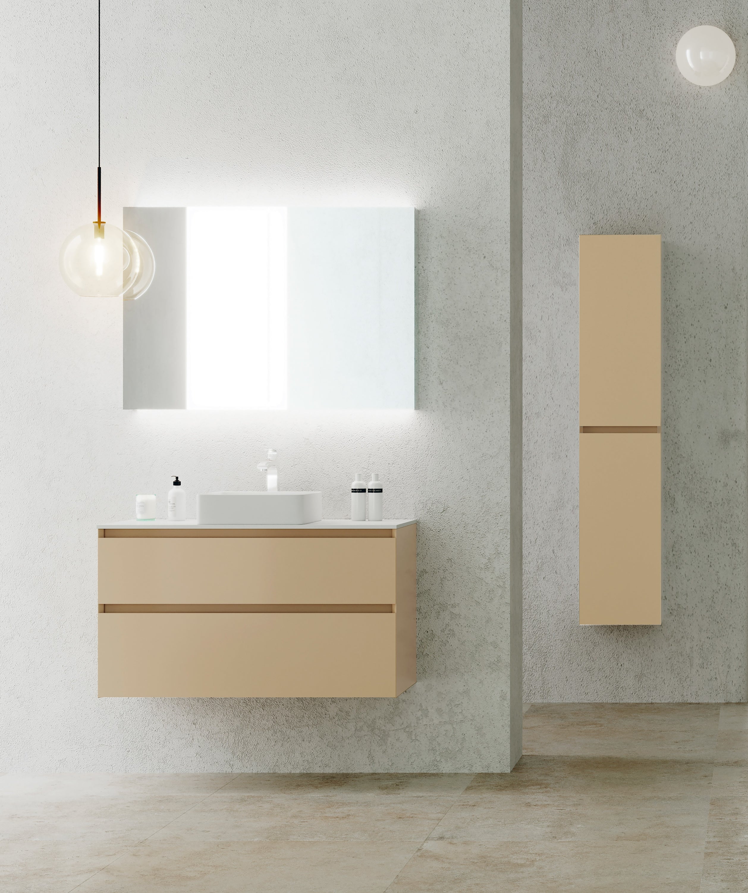SanoBlu Pure badkamerkast 166x35x35cm linnen