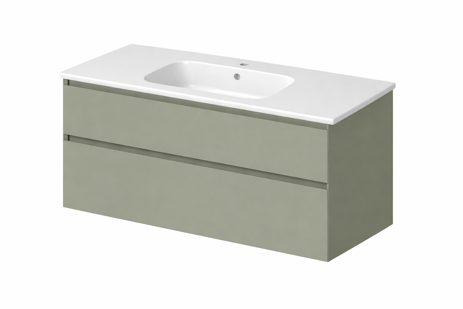 SanoBlu Pure wastafelmeubel 120 cm savanne groen met keramische wastafel