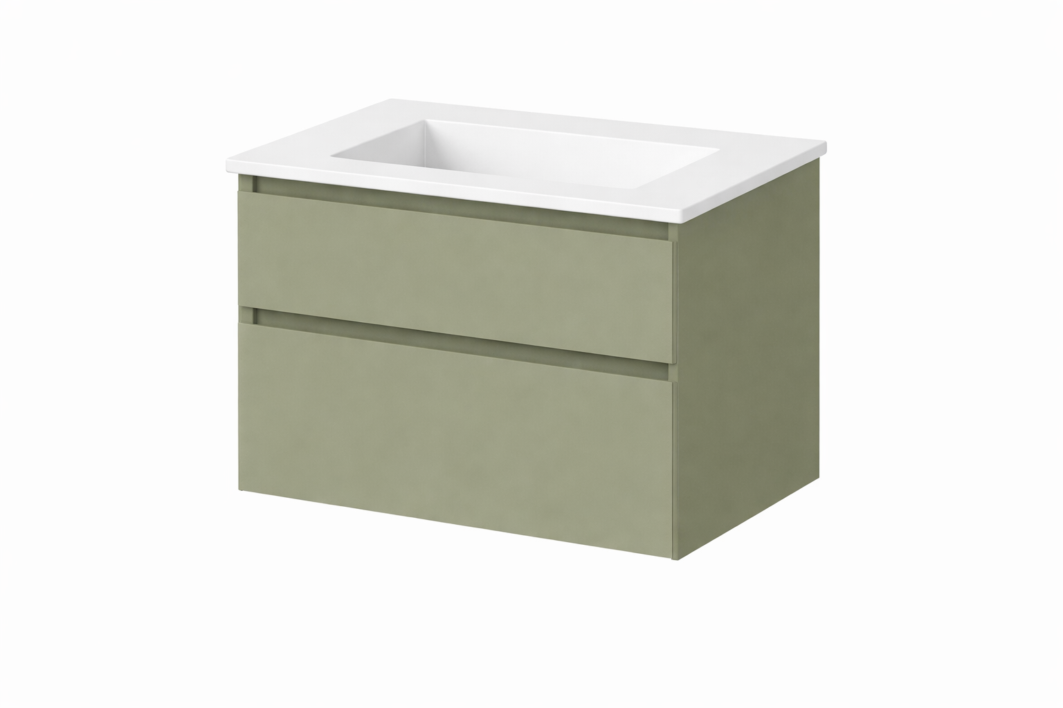 SanoBlu Pure wastafelmeubel 80 cm savanne groen met corian wastafel