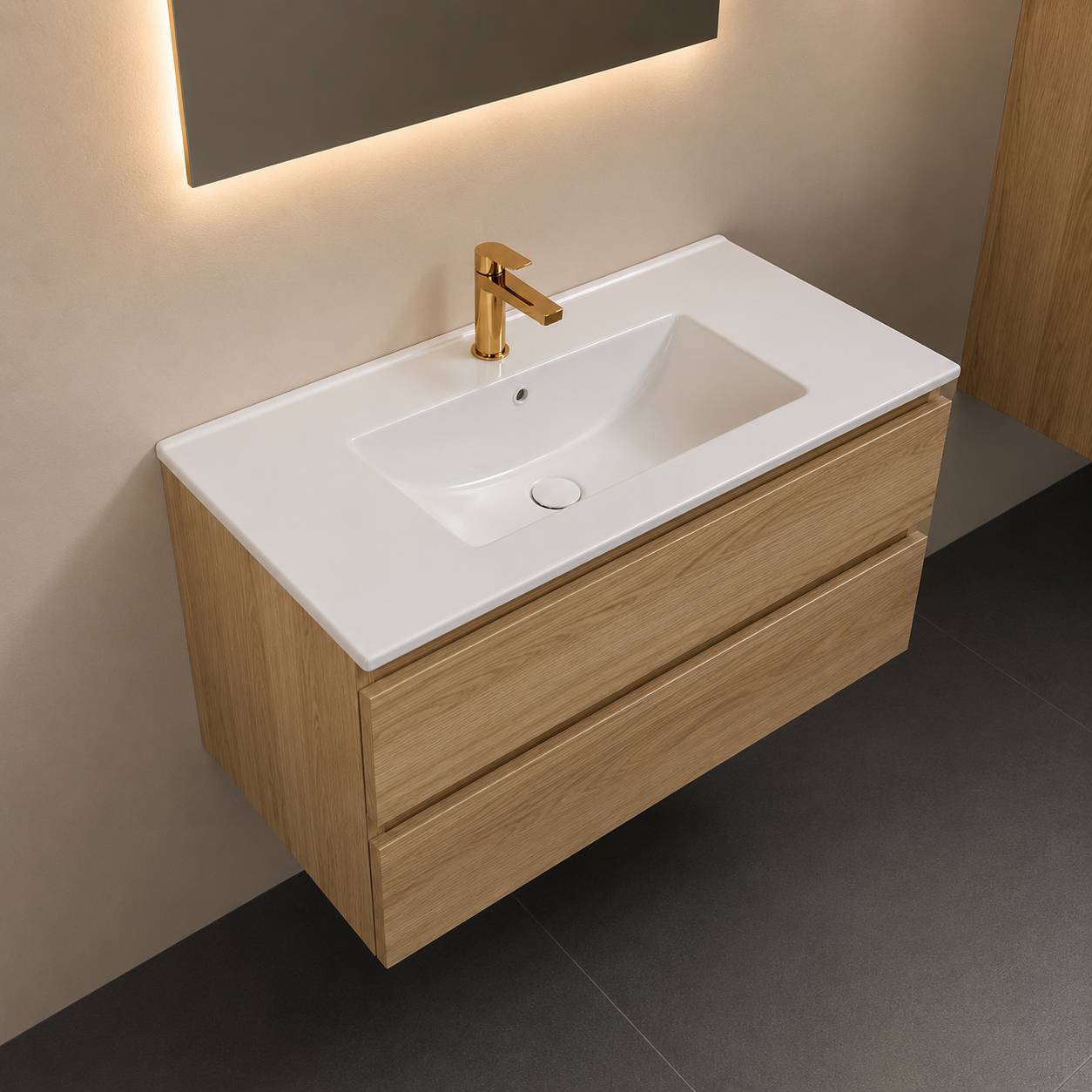 SanoBlu Sella badkamer meubel 100 cm Chai met keramische wastafel
