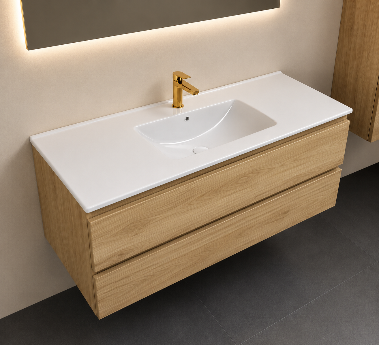 SanoBlu Sella badkamer meubel 120 cm Chai met keramische wastafel