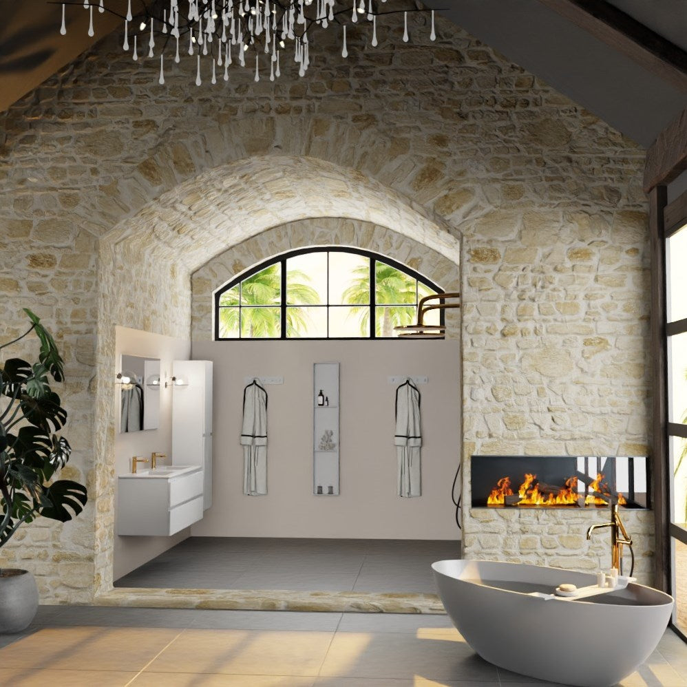 SanoBlu Sella badkamer meubel set 120 cm wit met dubbele keramische wastafel