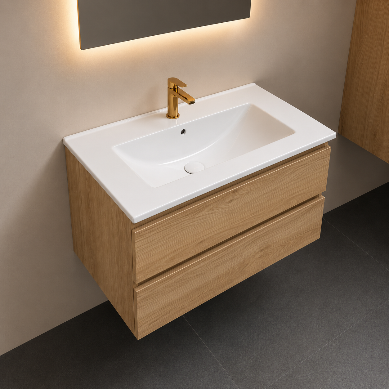 SanoBlu Sella badkamer meubel 80 cm Chai met keramische wastafel