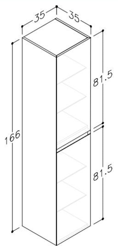 SanoBlu Pure badkamerkast 166x35x35cm antracietgrijs