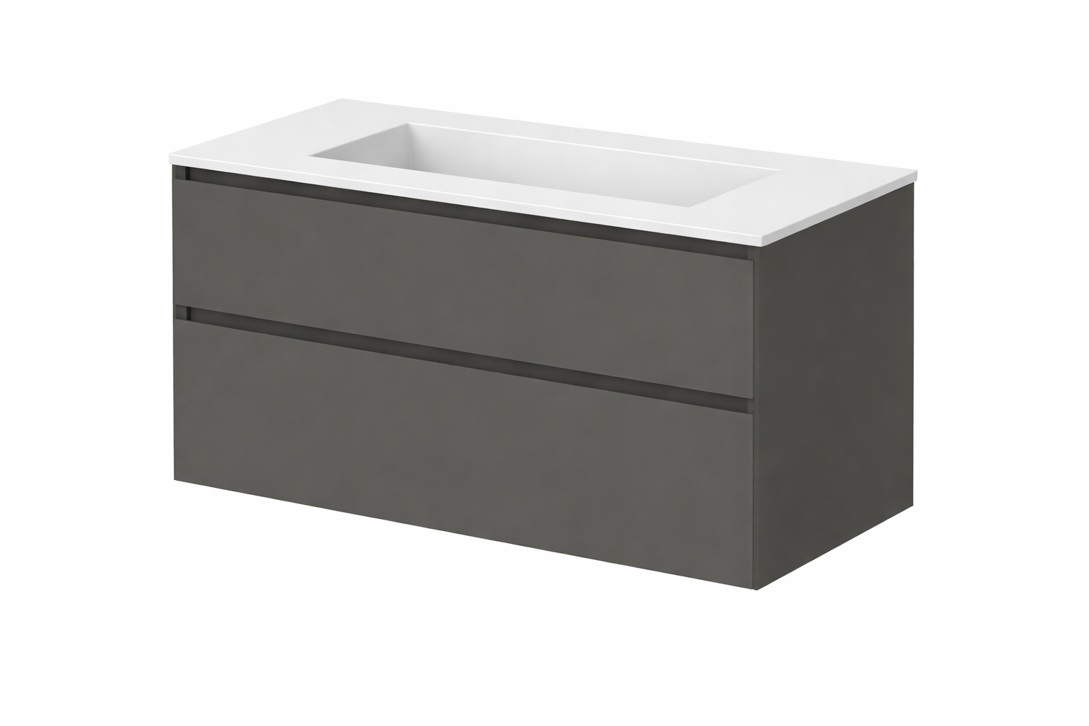 SanoBlu Pure wastafelmeubel 100 cm antracietgrijs met corian wastafel 3