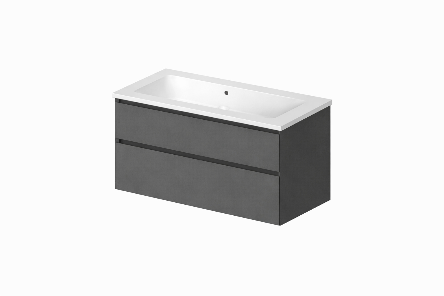 SanoBlu Pure wastafelmeubel 100 cm antracietgrijs met keramische wastafel 3