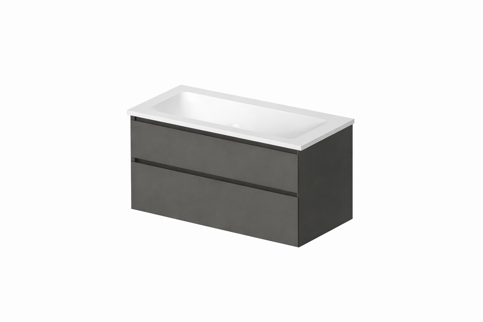 SanoBlu Pure wastafelmeubel 100 cm antracietgrijs met solid surface wastafel 2