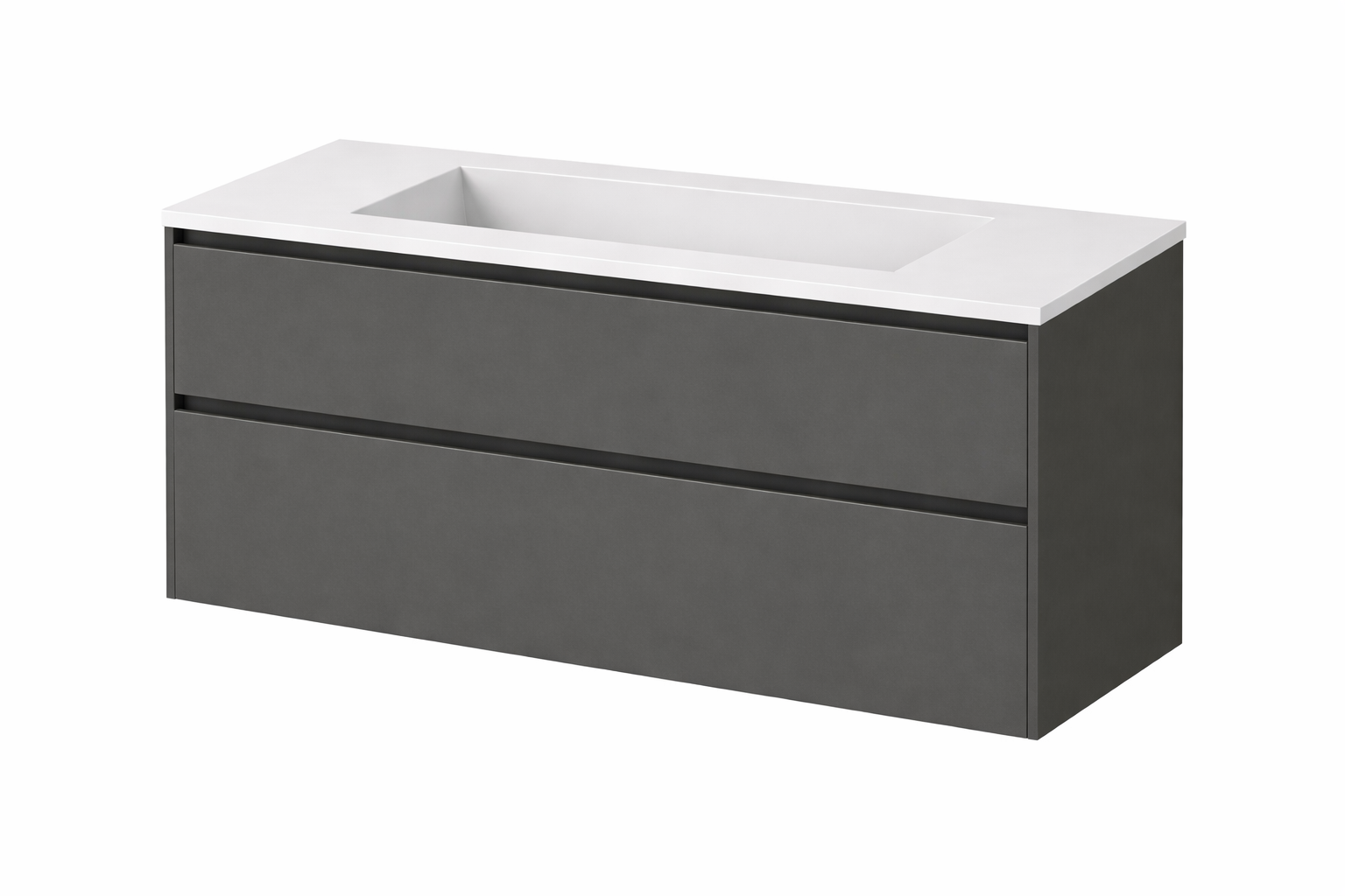 SanoBlu Pure wastafelmeubel 120 cm antracietgrijs met corian wastafel