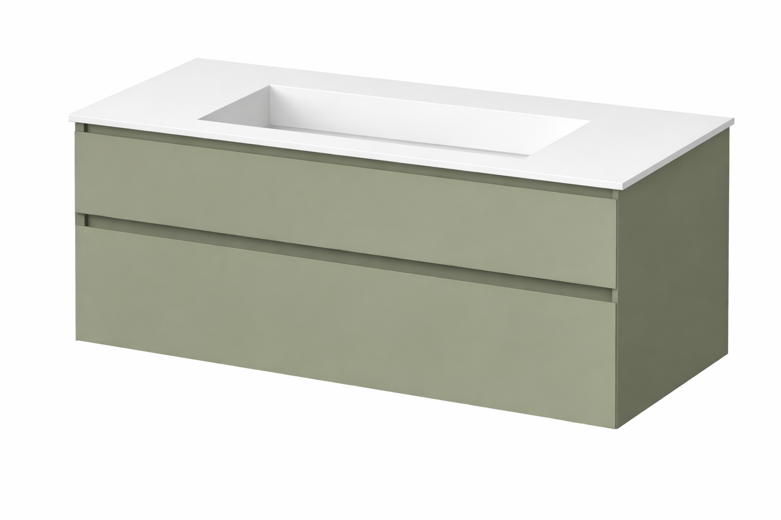 SanoBlu Pure wastafelmeubel 120 cm savanne groen met corian wastafel