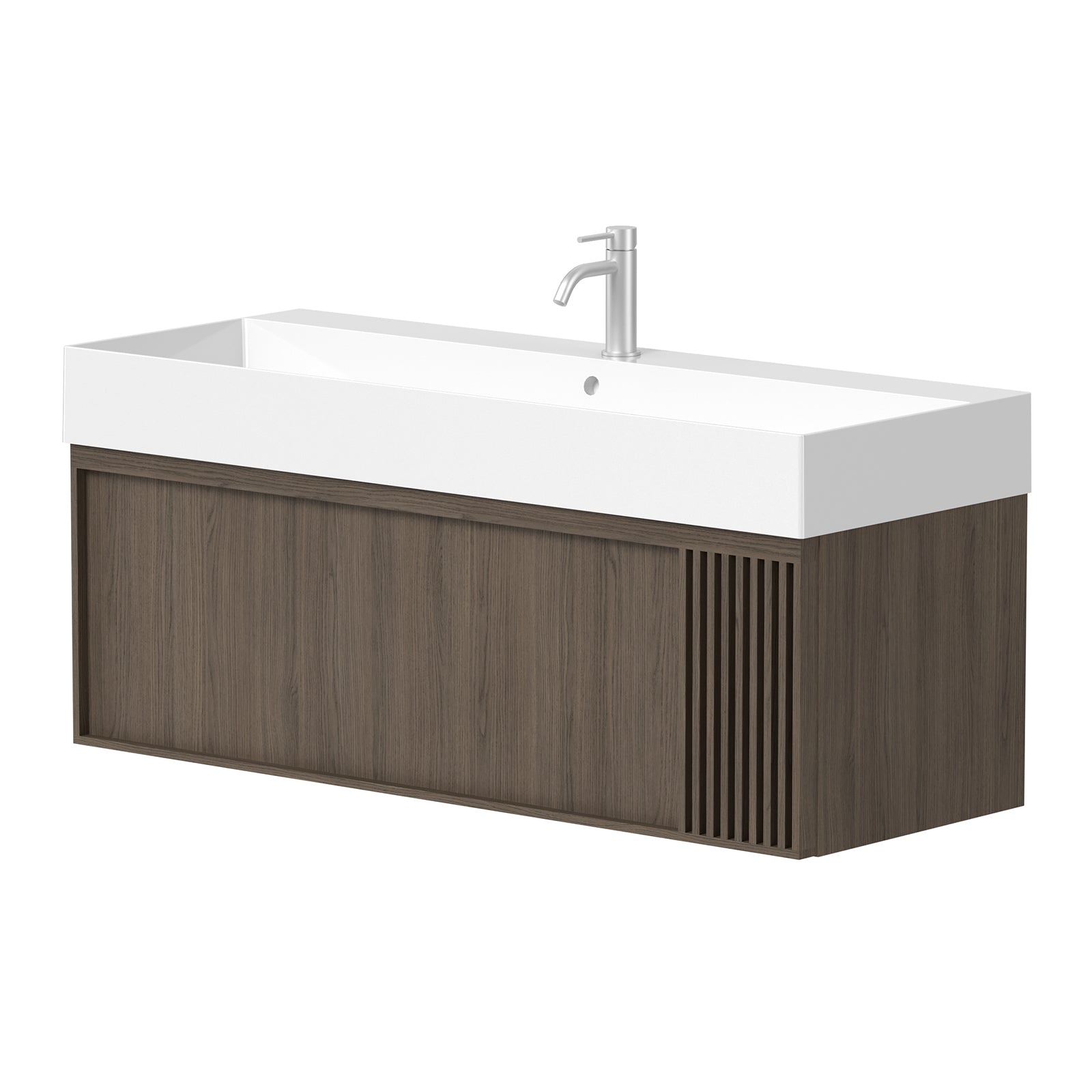 SanoBlu Fina wastafelmeubel 120 cm echt eikenhout en eikenfineer smoky met gefreesde front en keramische wastafel 4