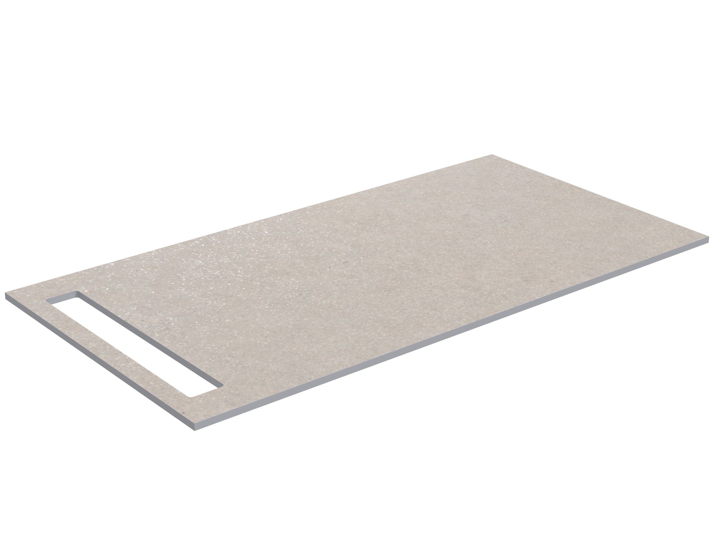SanoBlu HPL wastafelblad 130 cm sand stone met handdoekuitsparing aan één zijde