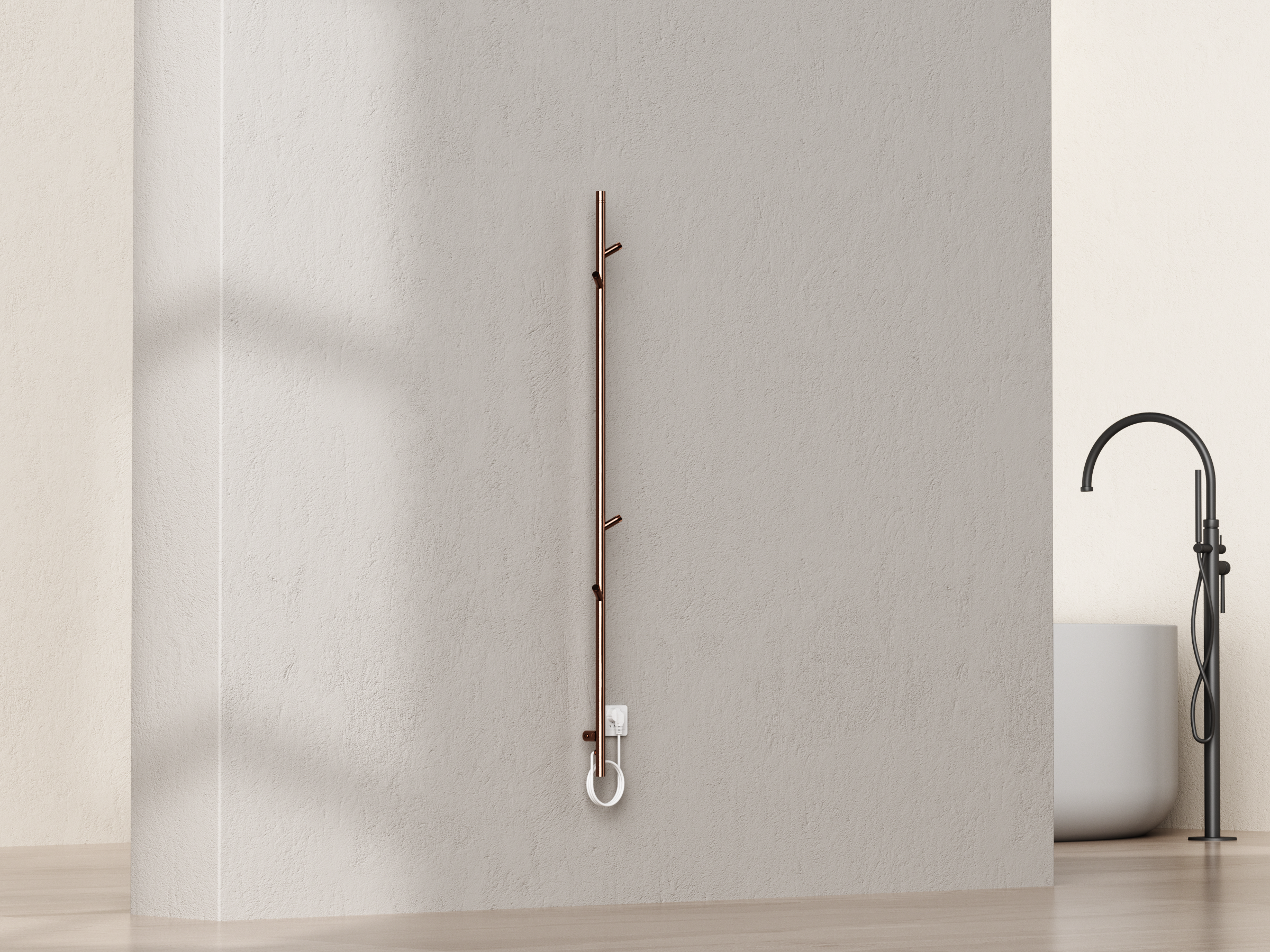 SanoTerra Aero elektrische staafhanddoekradiator 150cm geborsteld koper 60W