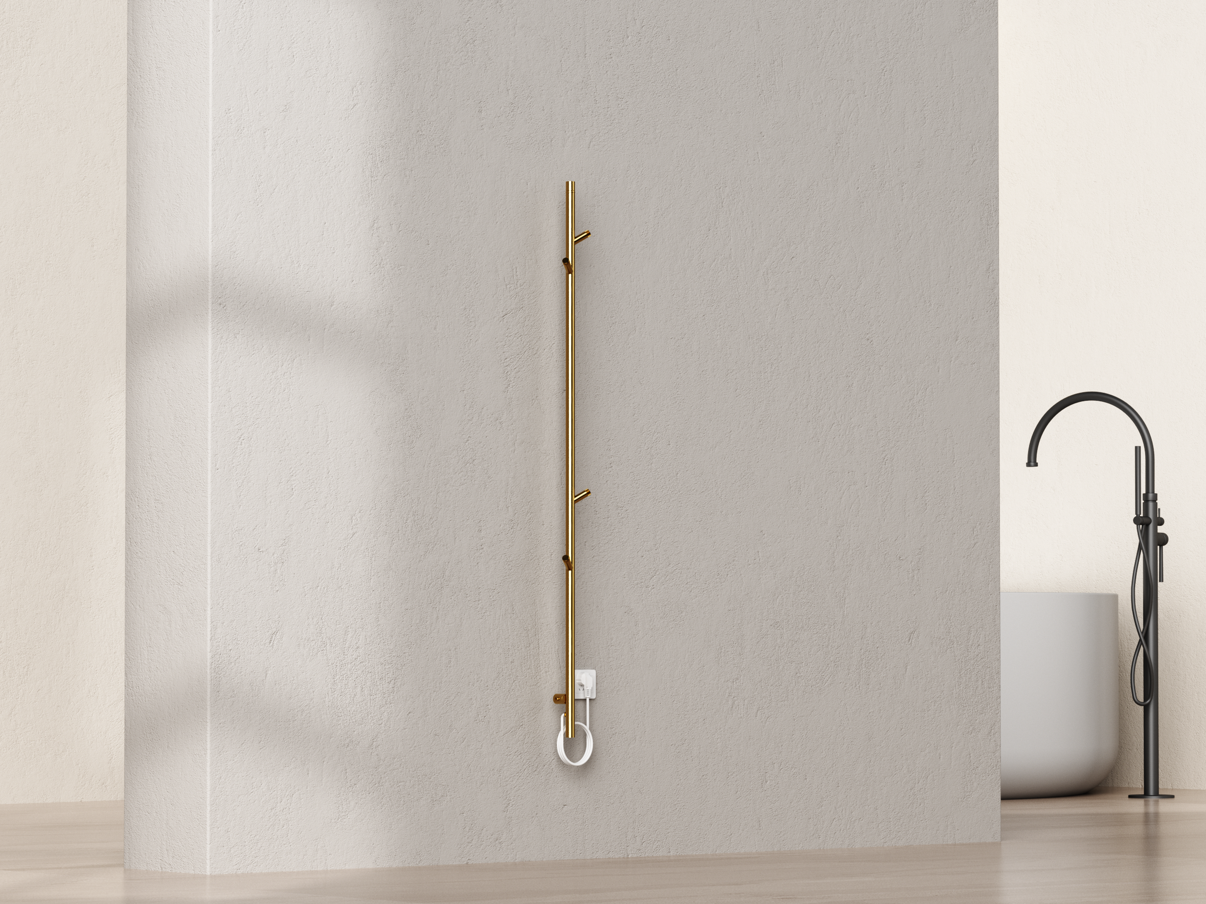 SanoTerra Aero elektrische staafhanddoekradiator 150cm geborsteld goud 60W
