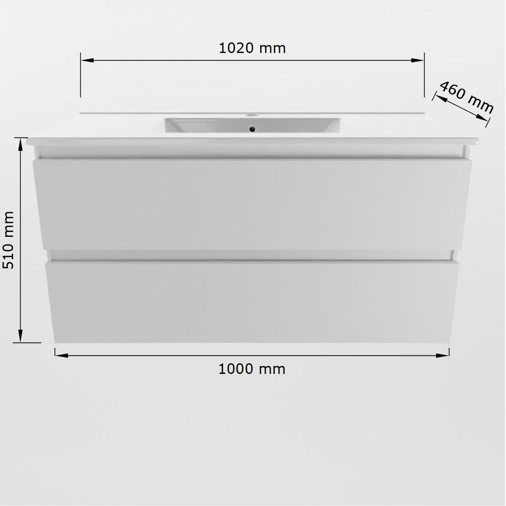 SanoBlu Sella badkamer meubel 100 cm mat wit met keramische wastafel