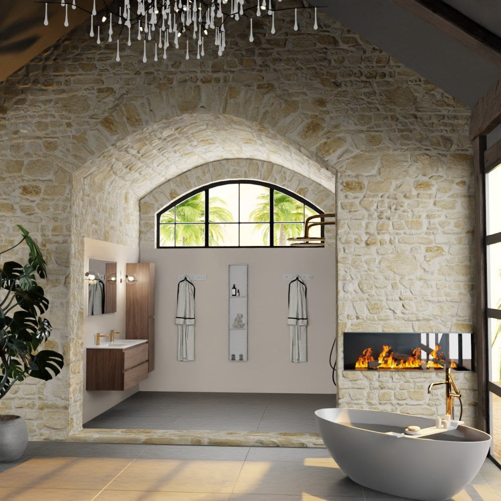 SanoBlu Sella badkamer meubel 120 cm Mocha met dubbele keramische wastafel