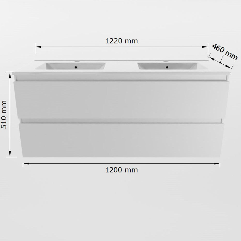 SanoBlu Sella badkamer meubel 120 cm Chai met dubbele keramische wastafel 4