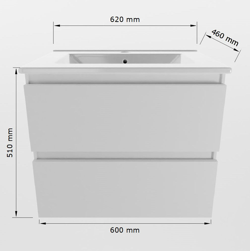 SanoBlu Sella badkamer meubel  60 cm zwart met keramische wastafel