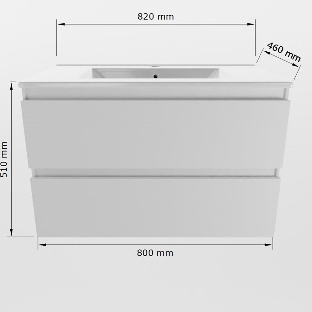 SanoBlu Sella badkamer meubel 80 cm mat wit met keramische wastafel