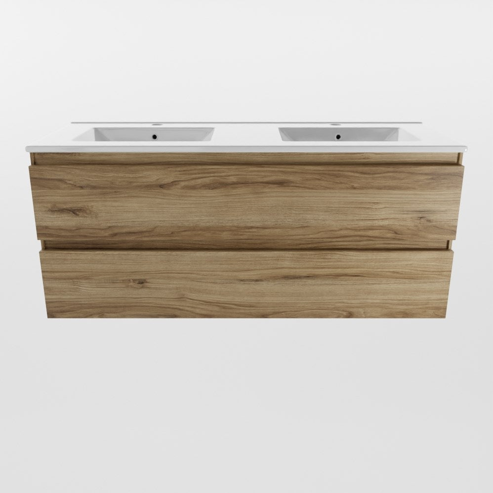SanoBlu Sella badkamer meubel 120 cm Chai met dubbele keramische wastafel 3