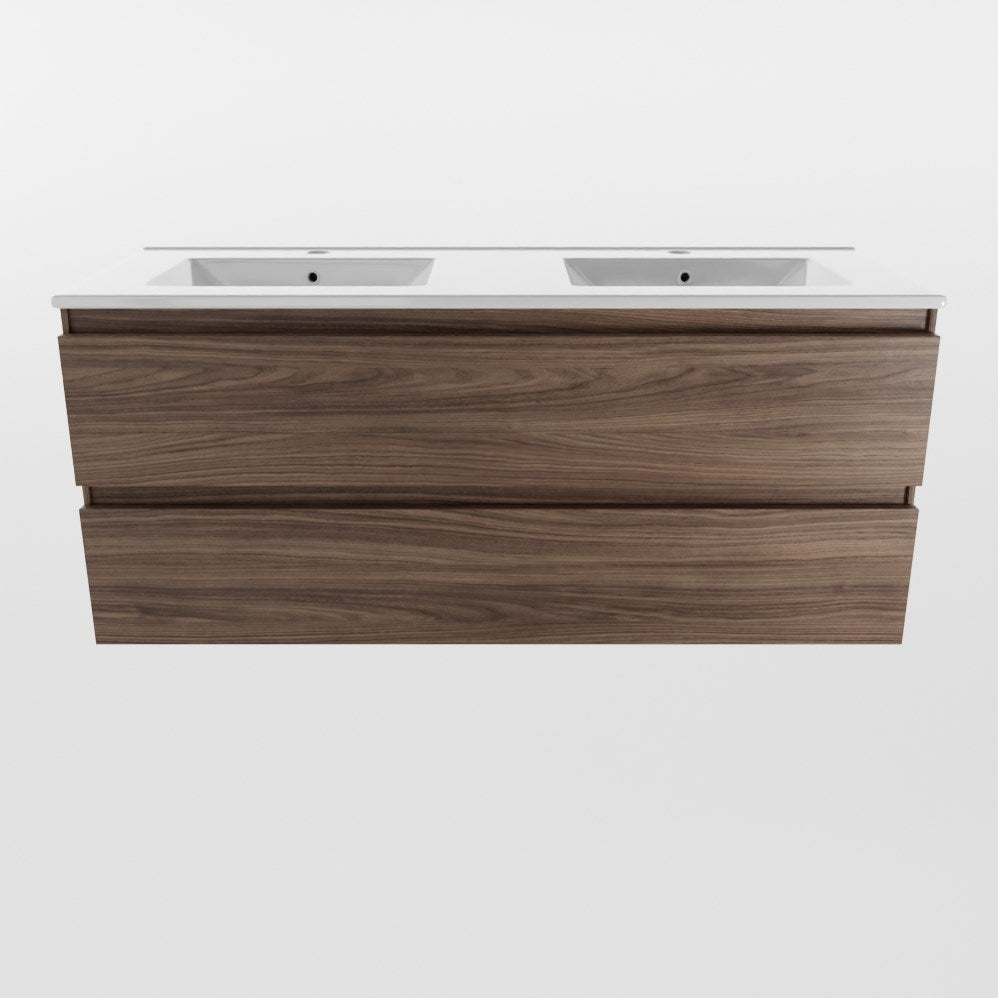 SanoBlu Sella badkamer meubel 120 cm Mocha met dubbele keramische wastafel 3