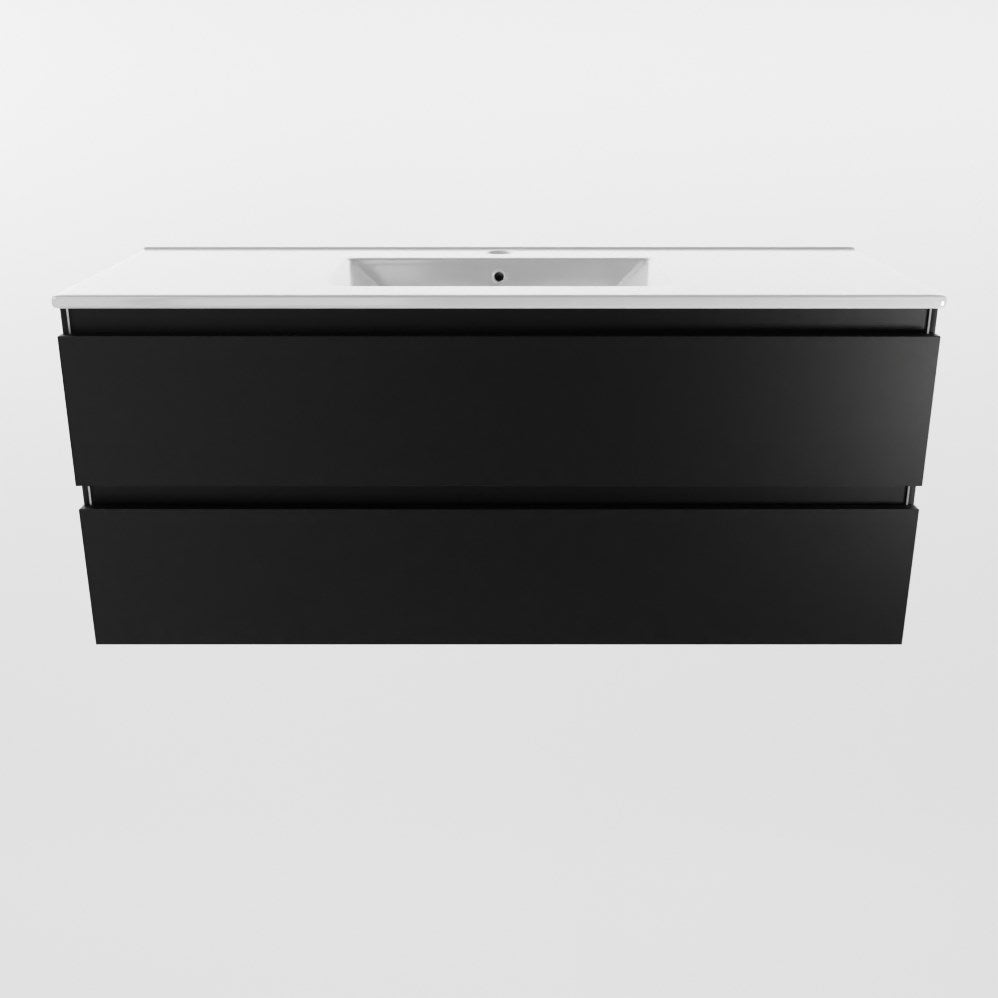 SanoBlu Sella badkamer meubel 120 cm zwart met keramische wastafel 5