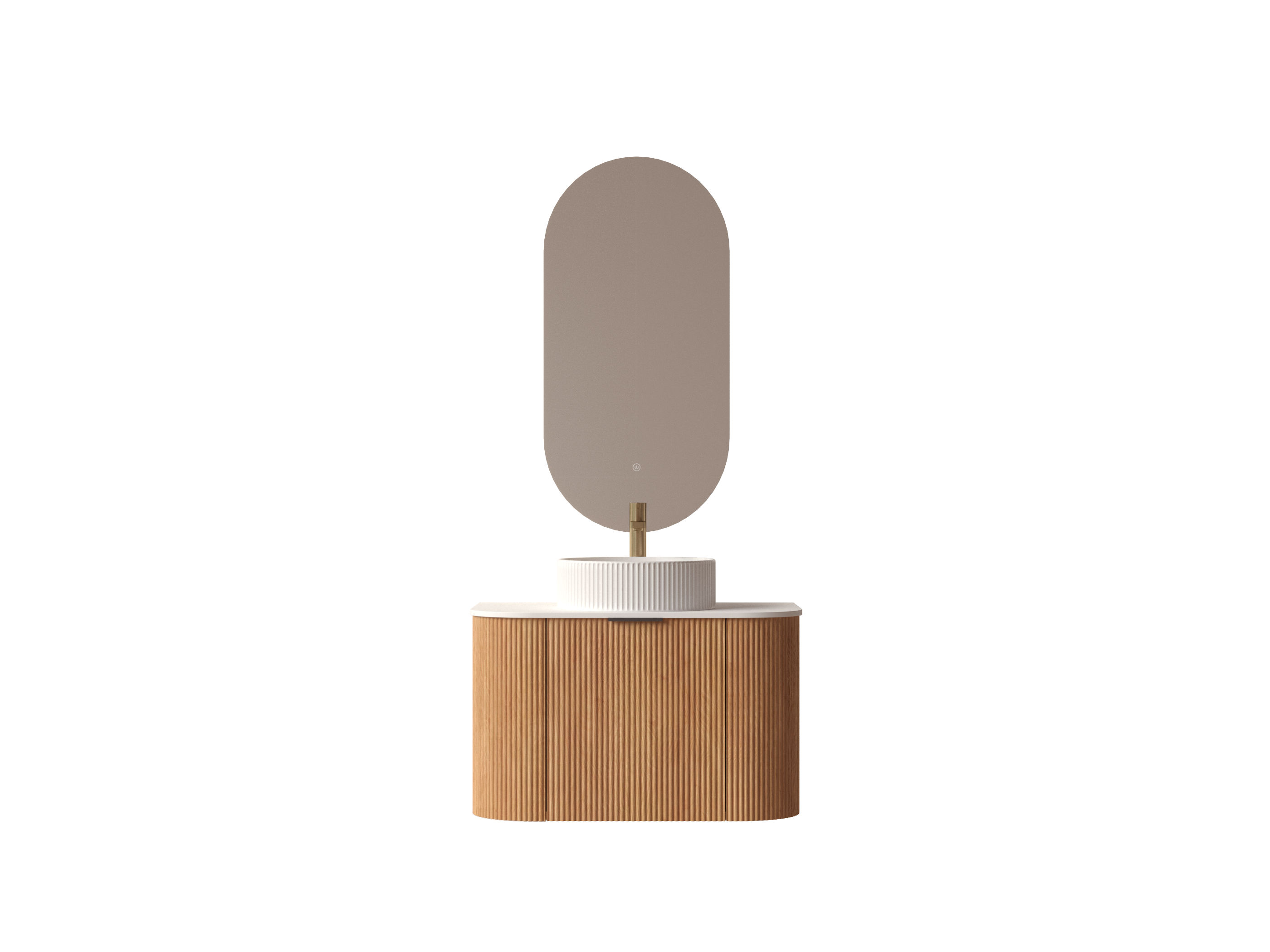 SanoBlu Bora afgerond wastafelmeubel 75 cm acacia met wastafelblad en ronde waskom 5
