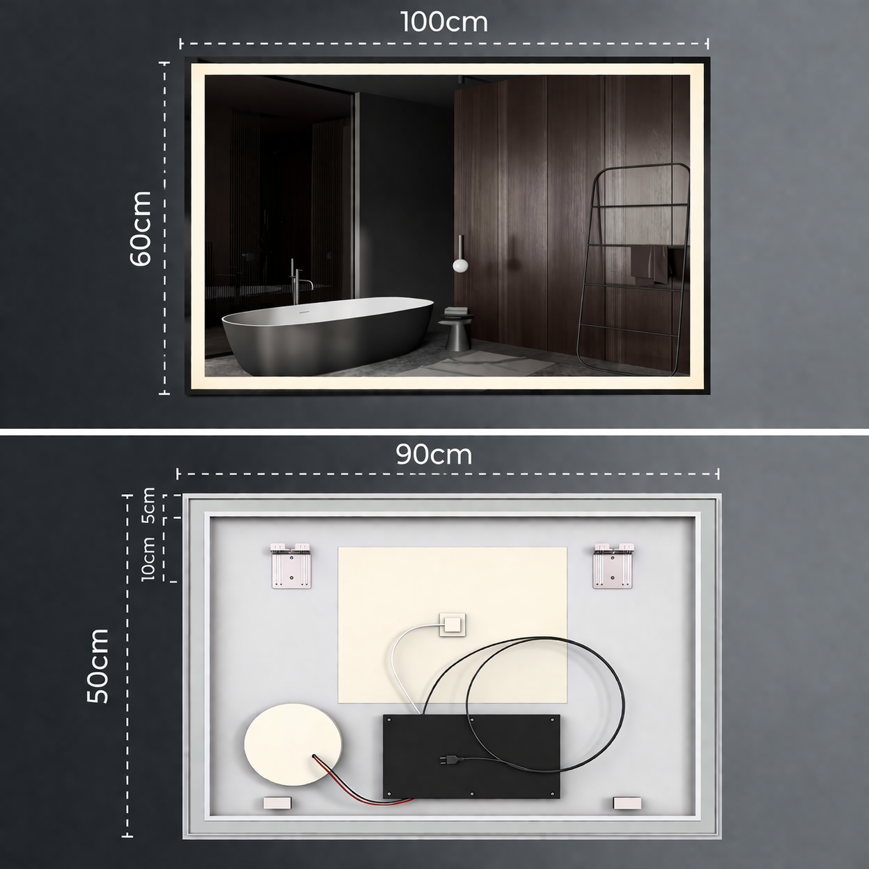 Sanoblu Tron Badkamerspiegel | Rechthoek | Met LED verlichting 100 cm