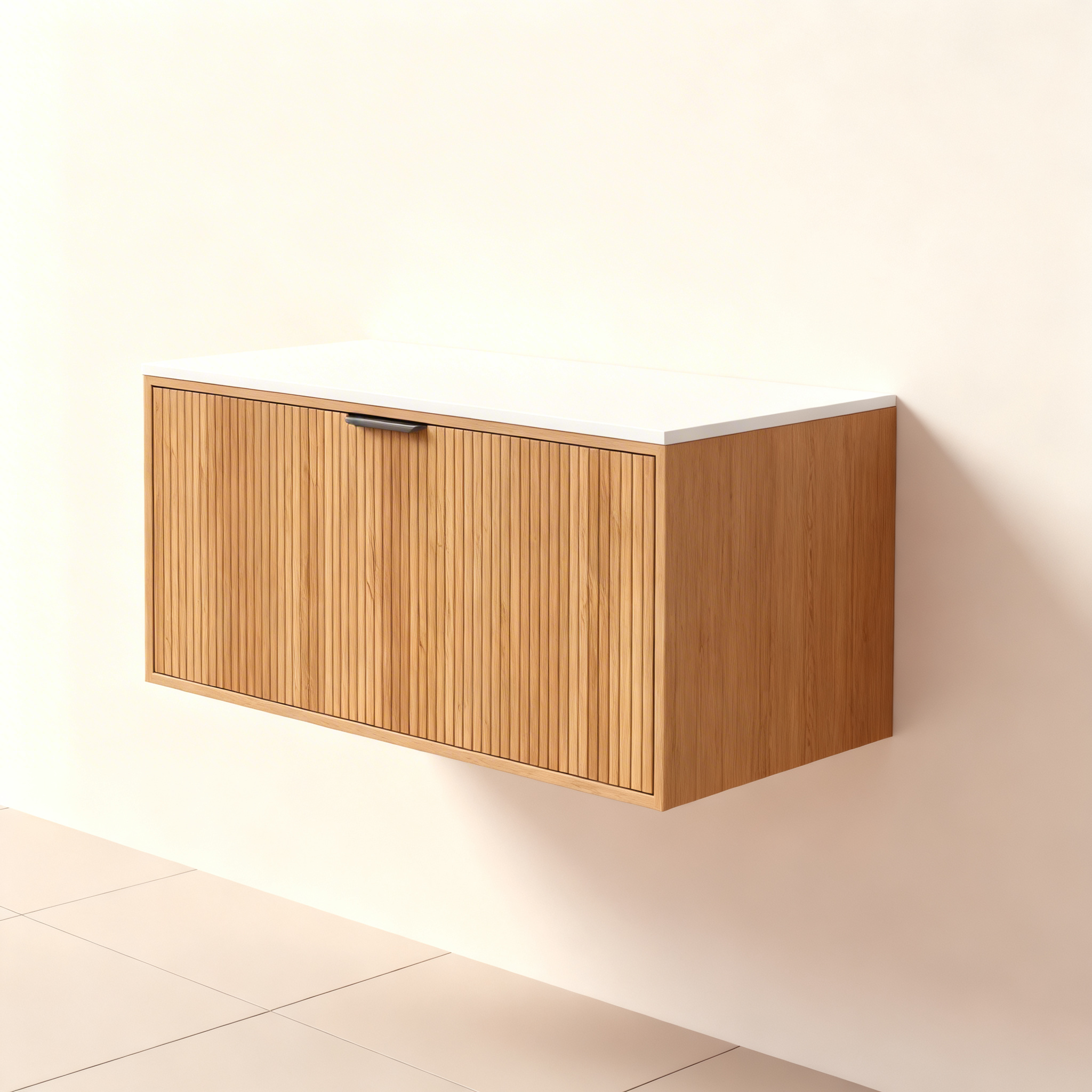 SanoBlu Kobe wastafelmeubel 90 cm acacia met wastafelblad zonder waskom 3