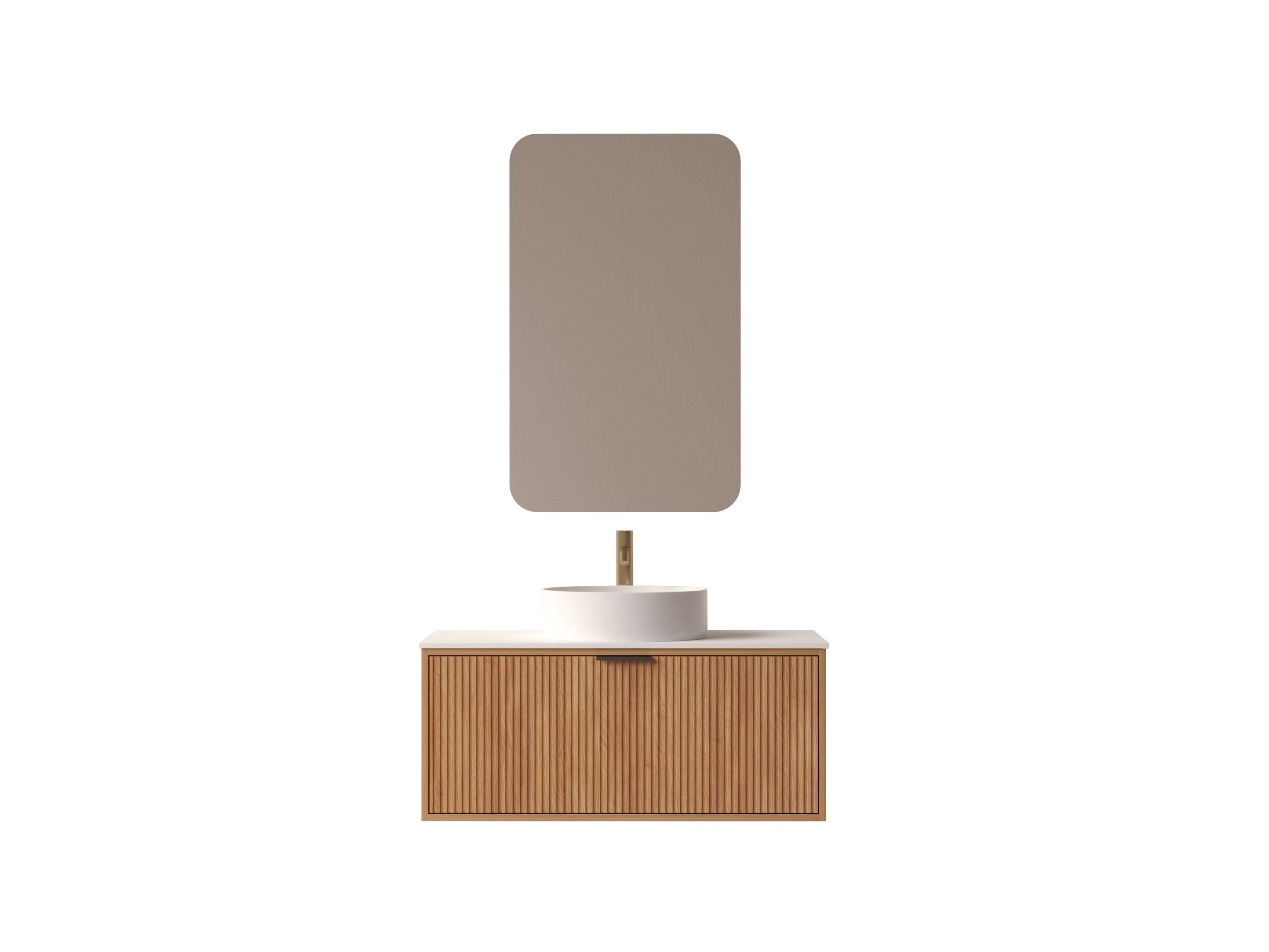 SanoBlu Kobe wastafelmeubel 90 cm acacia met wastafelblad en ronde waskom 5