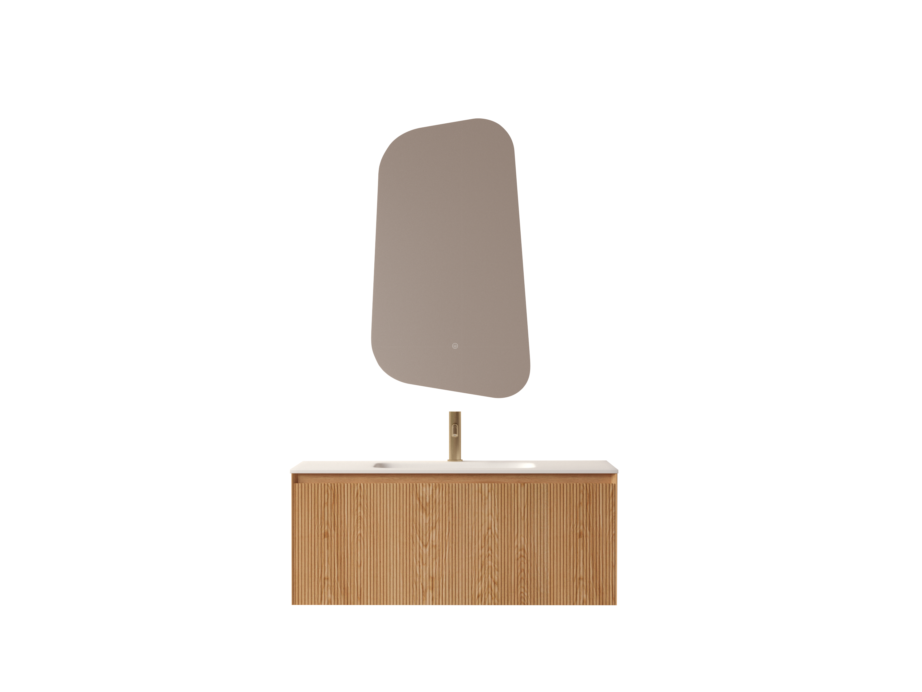 SanoBlu Lima wastafelmeubel 100 cm licht walnoot met solid surface wastafel 7