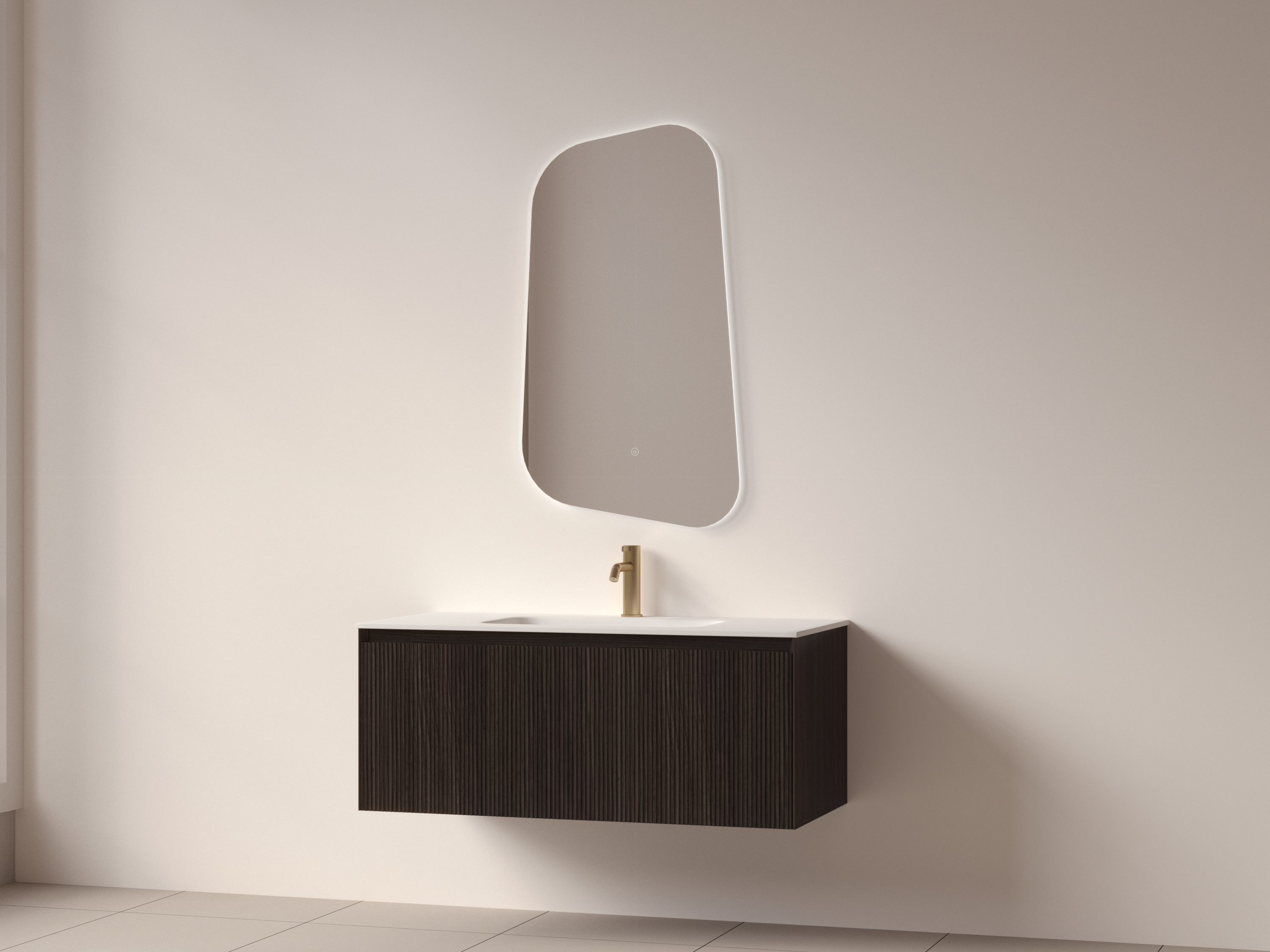 SanoBlu Lima wastafelmeubel 100 cm zwart walnoot met solid surface wastafel 5