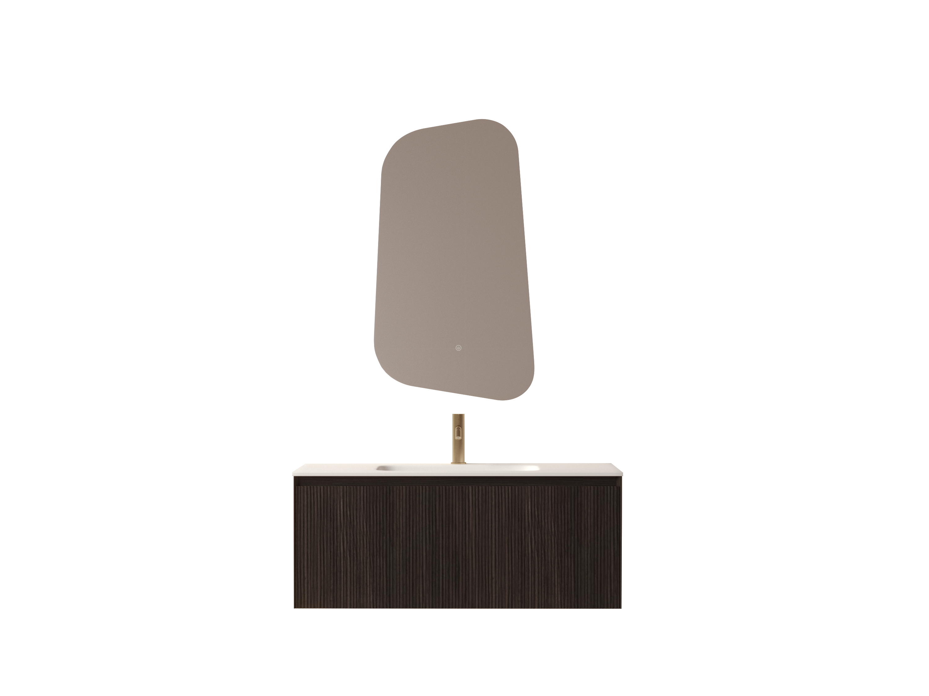 SanoBlu Lima wastafelmeubel 100 cm zwart walnoot met solid surface wastafel 7