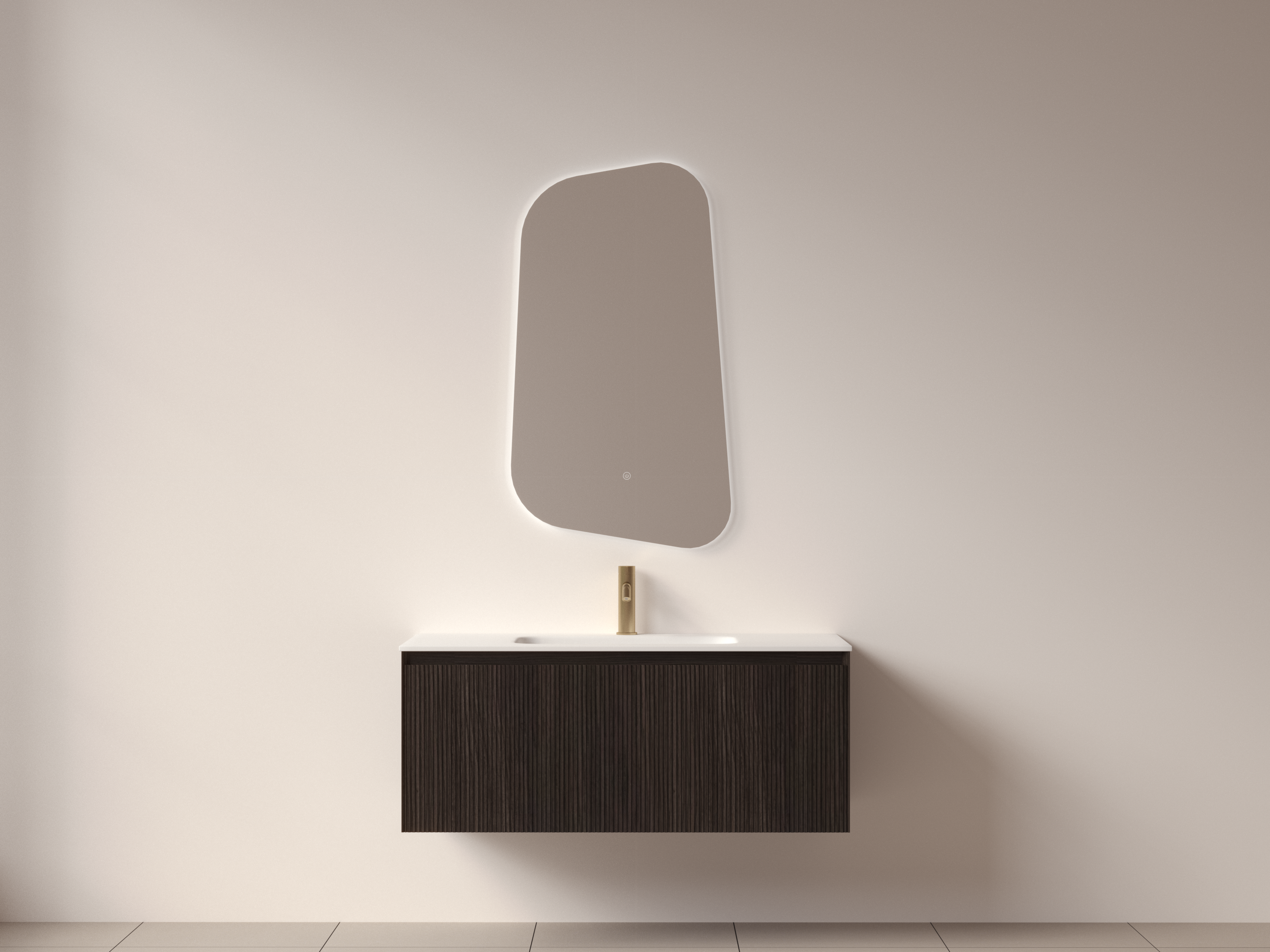 SanoBlu Lima wastafelmeubel 100 cm zwart walnoot met solid surface wastafel