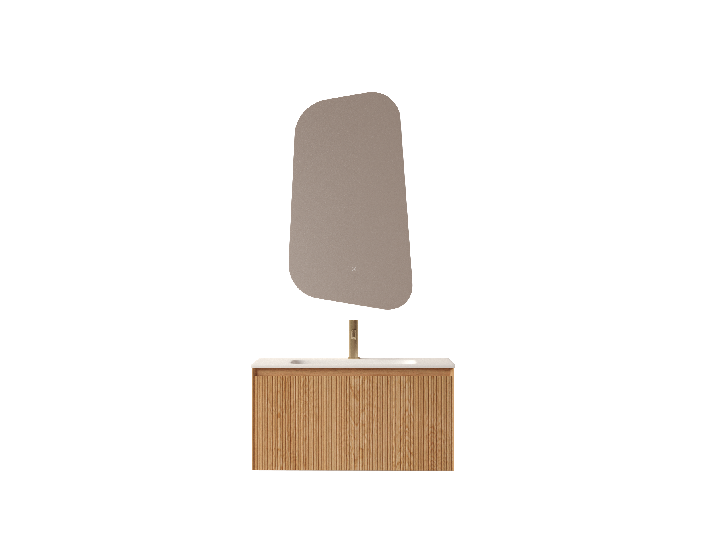 SanoBlu Lima wastafelmeubel 80 cm licht walnoot met solid surface wastafel 7