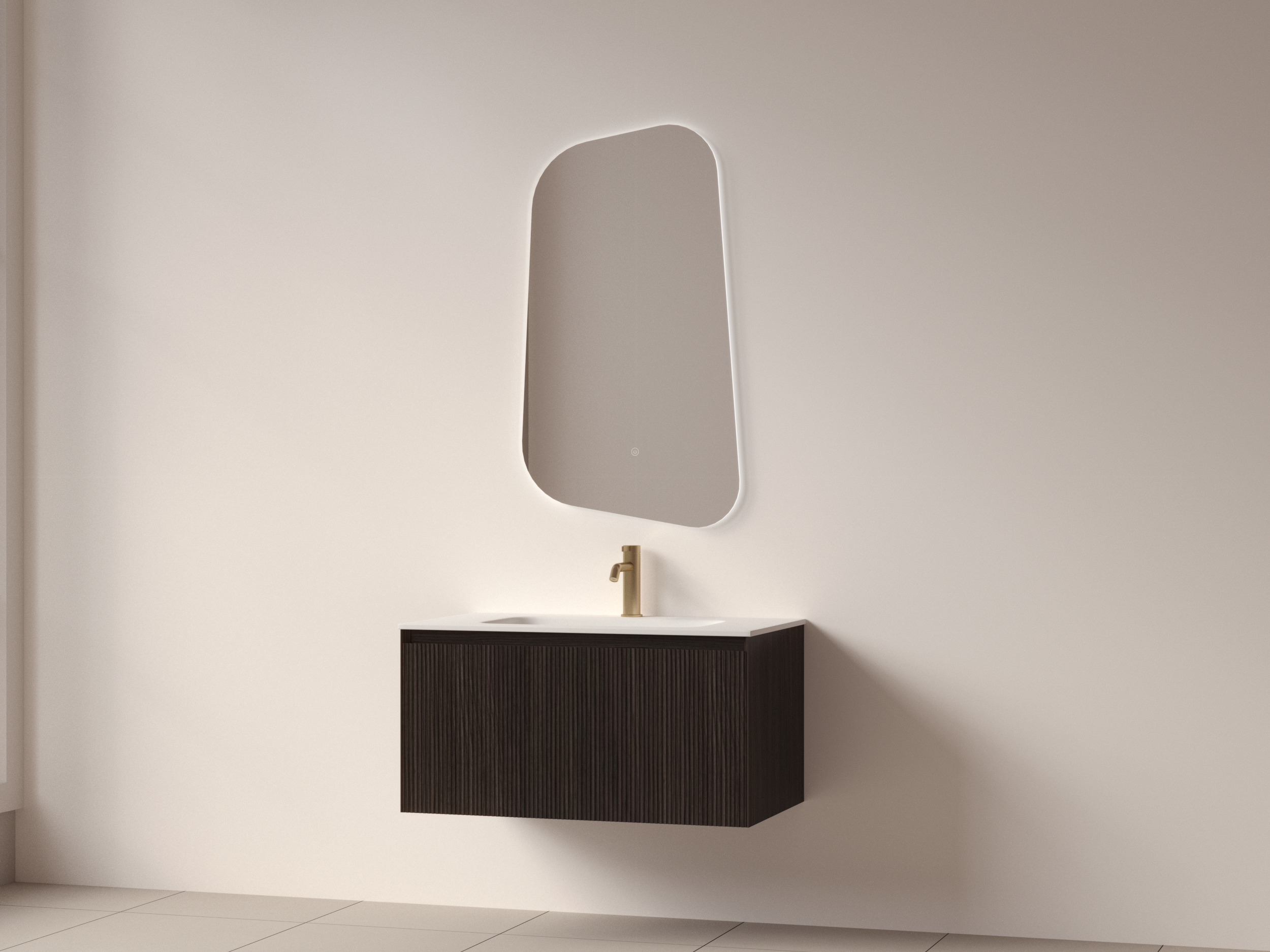 SanoBlu Lima wastafelmeubel 80 cm zwart walnoot met solid surface wastafel 5