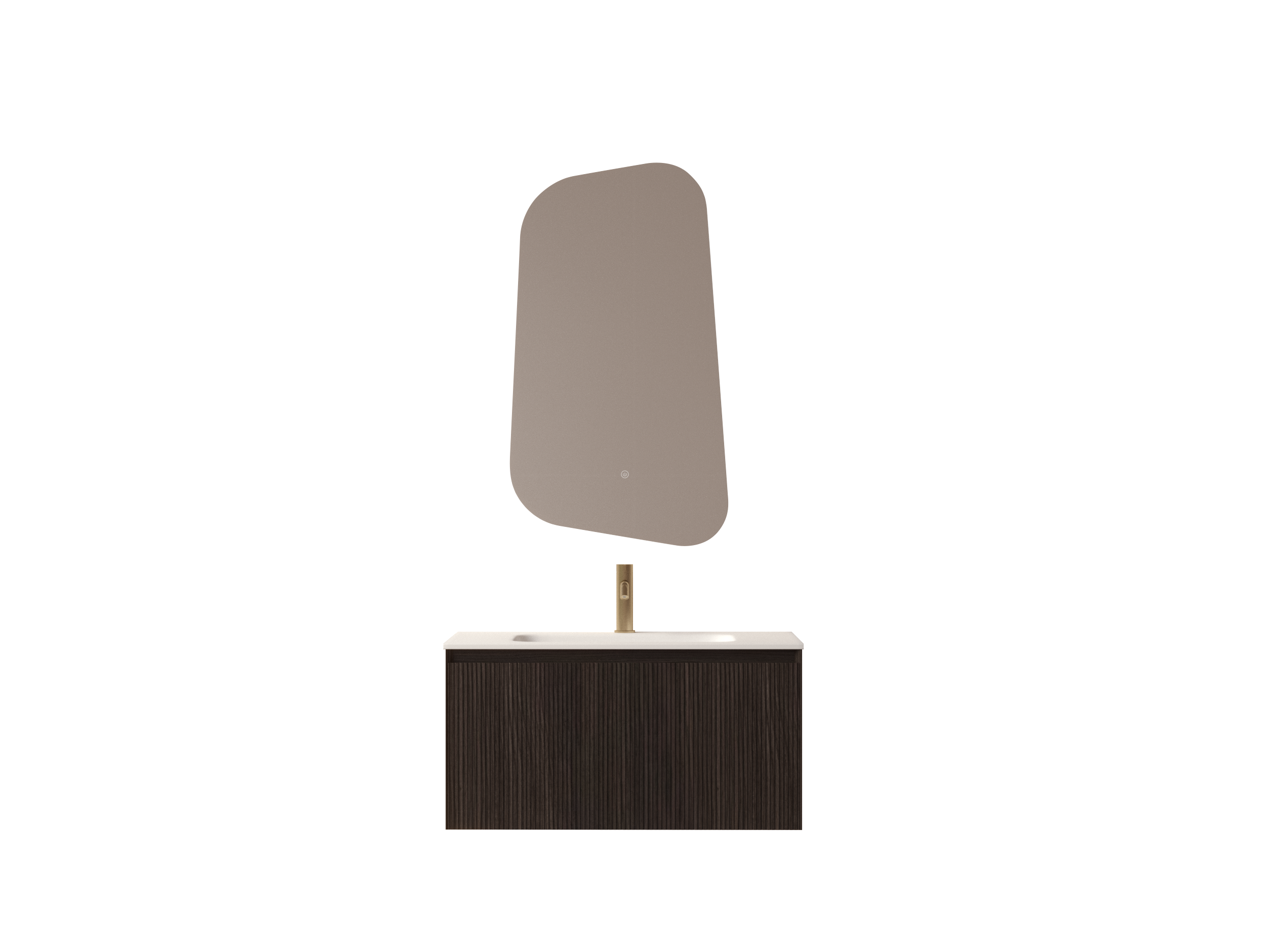 SanoBlu Lima wastafelmeubel 80 cm zwart walnoot met solid surface wastafel 7