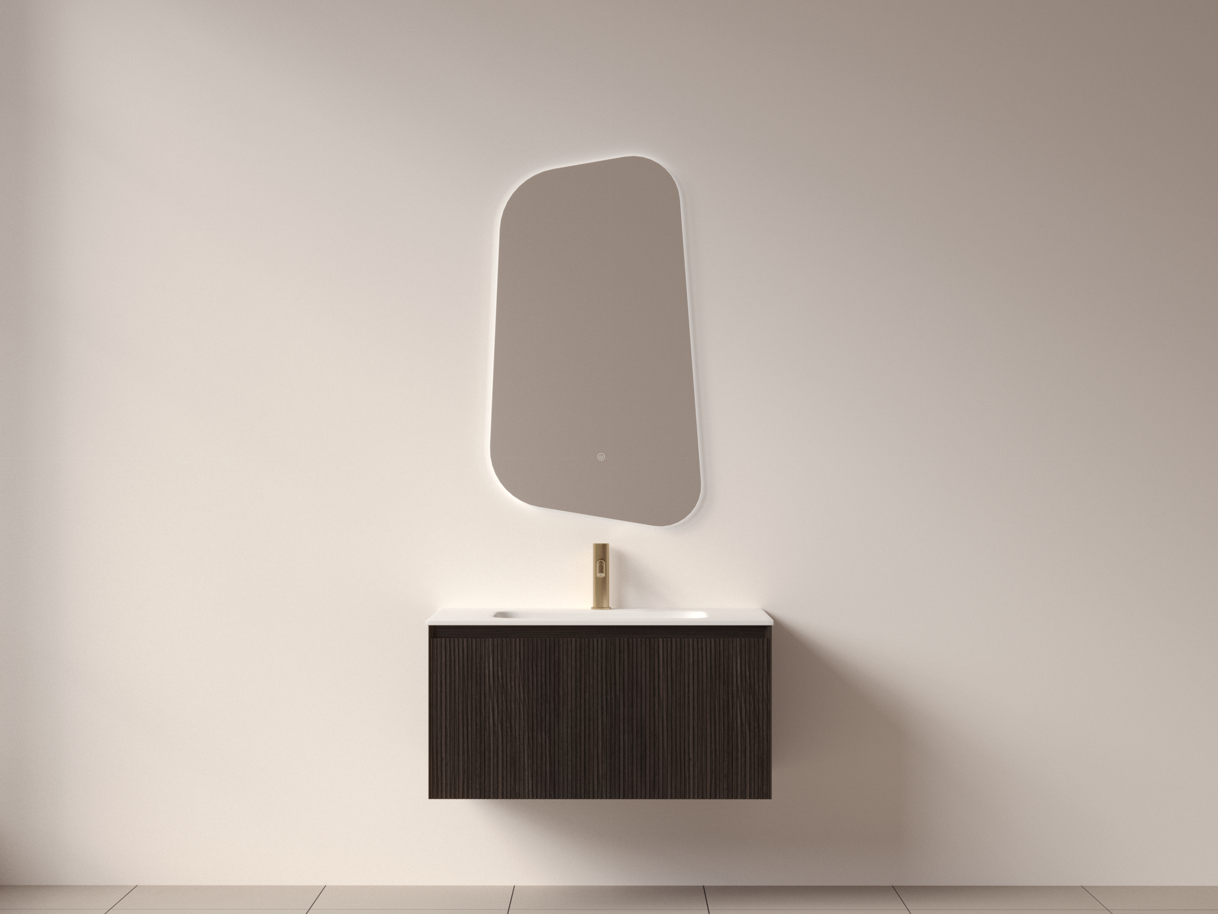 SanoBlu Lima wastafelmeubel 80 cm zwart walnoot met solid surface wastafel